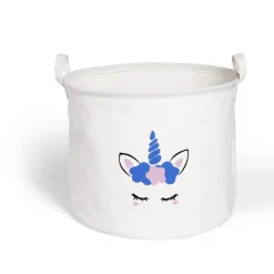 Panière à linge licorne en toile Ø30xH25cm