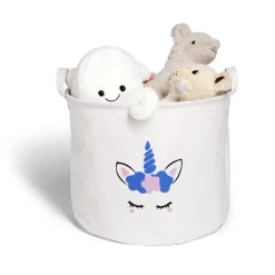 Panière à linge licorne en toile Ø30xH25cm