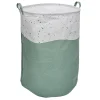 Panière à linge motif terrazzo effet granit vert et blanc 91L