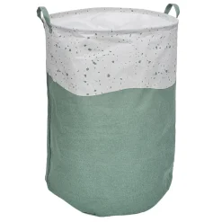 Panière à linge motif terrazzo effet granit vert et blanc 91L