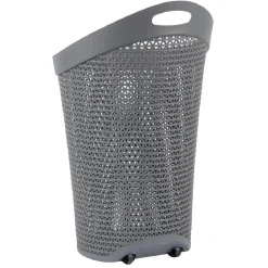 Panière à linge ovale avec poignée grise 100 L