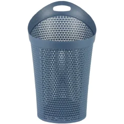 Panière à linge ovale avec poignée bleue 100 L