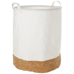 Panière à linge ronde en coton blanc
