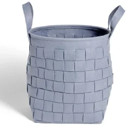 Panière à linge ronde 29L Ø32xH36cm feutrine bleu