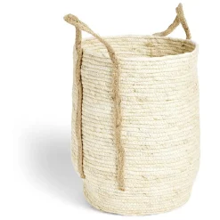 Panière à linge ronde 43L Ø36xH40cm en fibre de maïs beige
