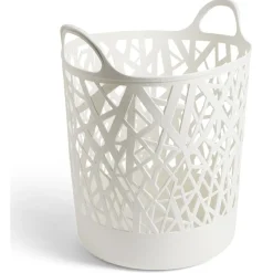 Panière à linge ronde plastique blanc 45L