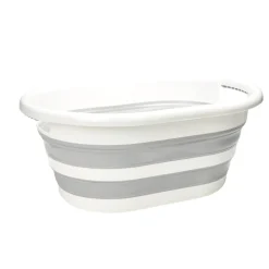 Panière à linge rétactable 26L plastique gris et blanc