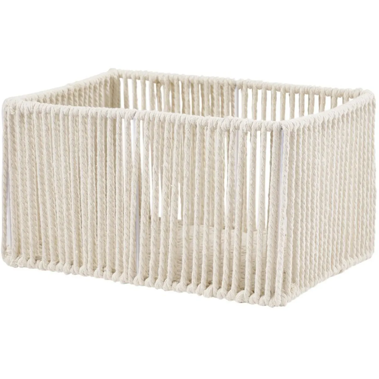 Panière ajouré acier et conton beige - 30x20xH15cm Taille S