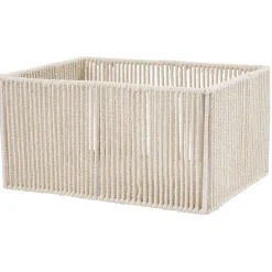 Panière ajouré acier et conton beige - 40x30xH20cm Taille L