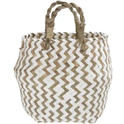 Panière avec anses jacinthe blanc naturel