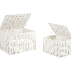 Panière avec couvercle blanche x2