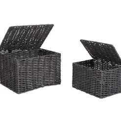 Panière avec couvercle grise x2