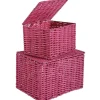 Panière avec couvercle rose x2
