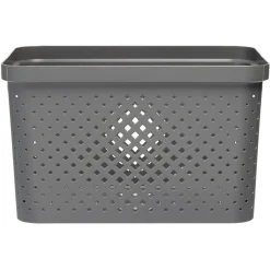 Panière bac de rangement ajouré gris 16 L