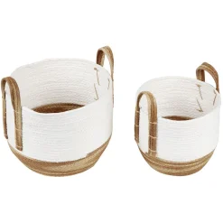 Panière bicolore avec anse petit et grand modèle x2