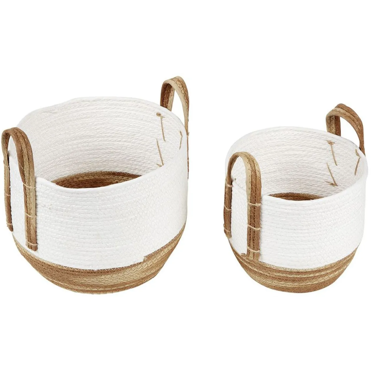 Panière bicolore avec anse petit et grand modèle x2