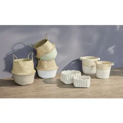 Panière bicolore tissée M