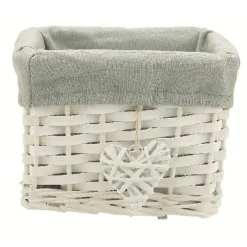 Paniére blanc&gris osier et tissu