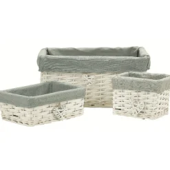 Paniére blanc&gris osier et tissu