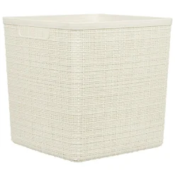 Panière Box Cube effet jute 17L 27x27x27cm beige