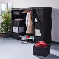 Panière Box Cube effet velours 31x29x31cm gris