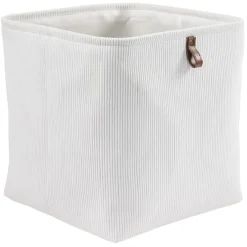 Panière Box Cube effet velours 31x31x31cm blanc