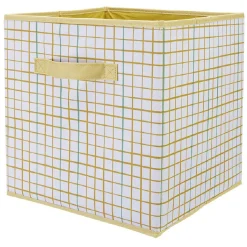 Panière Box Cube 31x29x31cm imprimé carreau jaune et vert