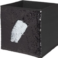 Panière Box Cube 31x29x31cm sequins noir