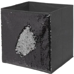 Panière Box Cube 31x29x31cm sequins noir
