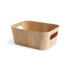 Panière carton et papier imitation bois 26x18xH11cm