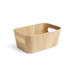 Panière carton et papier imitation bois 26x18xH11cm