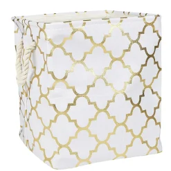 Panière coton couleur crème motifs dorés x3