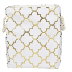 Panière coton couleur crème motifs dorés x3