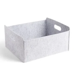 Panière coton effet feutrine 34x28x16cm gris