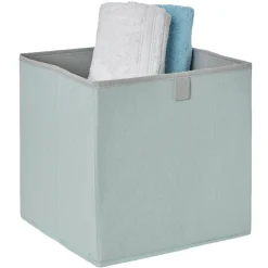 Panière cube vert d'eau et gris clair