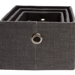 Panière déco empilable grise x3