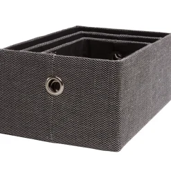 Panière déco empilable grise x3