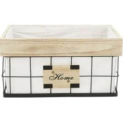 Panière déco naturel blanc et noir avec inscription Home L.40 cm