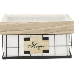 Panière déco naturel blanc et noir avec inscription Home L.35 cm