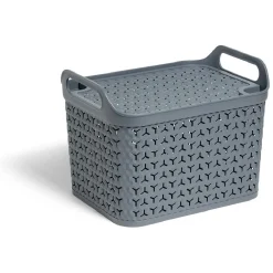 Panière de rangement avec couvercle 14L plastique vert