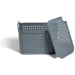 Panière de rangement avec couvercle 14L plastique vert