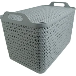 Panière de rangement avec couvercle 42L plastique vert