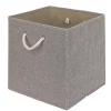 Panière de rangement Box Cube décor lin avec anses