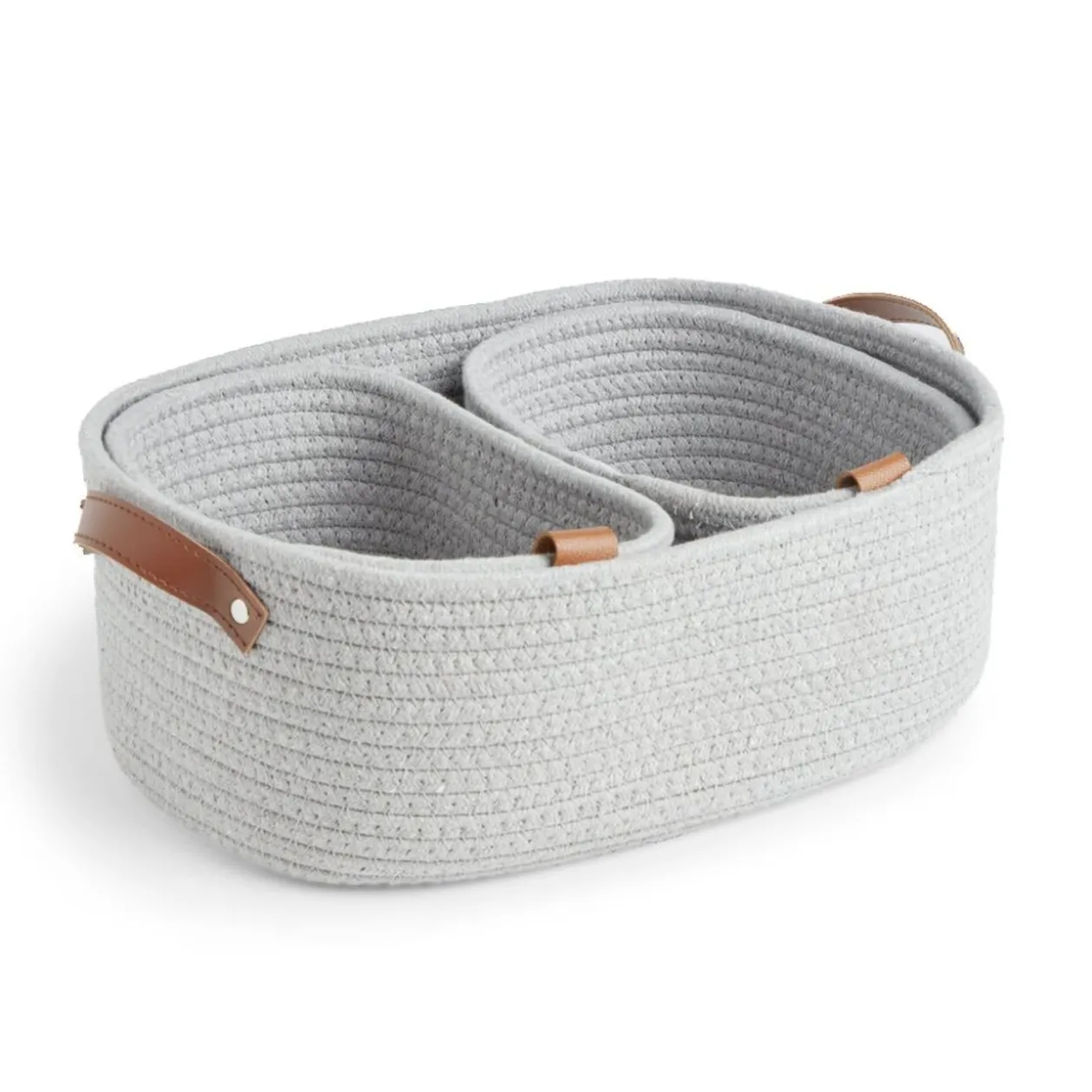 Panière de rangement coton tressé gris 38x25xH13cm - petit modèle