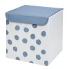 Panière de rangement enfant blanc pois bleus