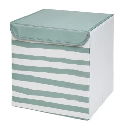 Panière de rangement enfant rayé vert blanc
