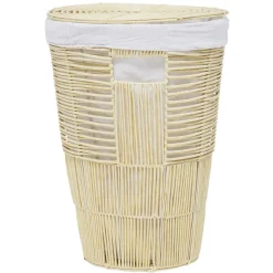 Panière de rangement Gina imitation rotin plastique beige Ø40xH55cm