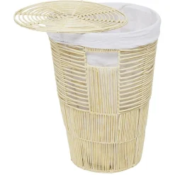 Panière de rangement Gina imitation rotin plastique beige Ø40xH55cm