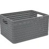 Panière de rangement grise effet tressé 18 L
