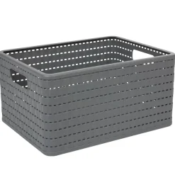 Panière de rangement grise effet tressé 18 L